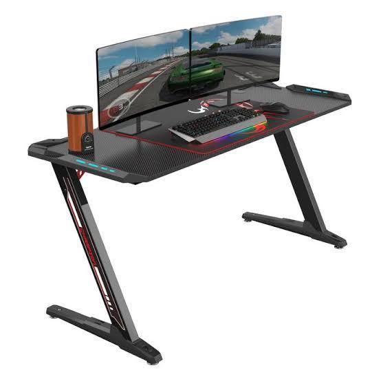 Eureka Ergonomic 60 Z Shaped Gaming Computer Desk with RGB Lights - Black - طاولة